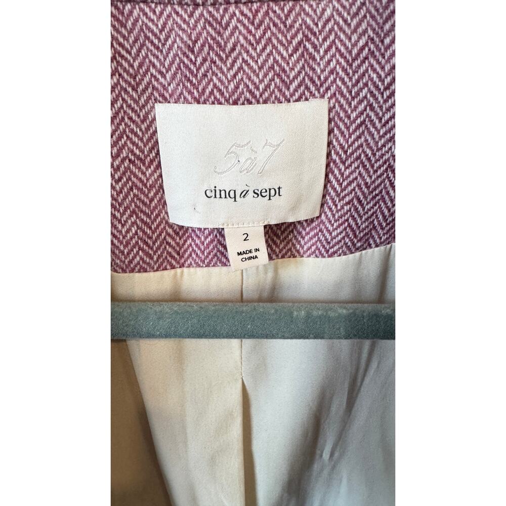 CINQ A SEPT Lana Blazer in Canyon Rose & Light Acorn Wool Blend Herringbone Sz 2 - Picture 3 of 14
